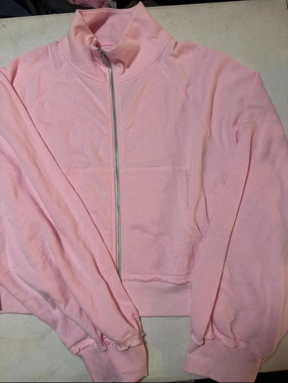 PINK Victoria's Secret Light Pink Zip-Front Bomber Jacket